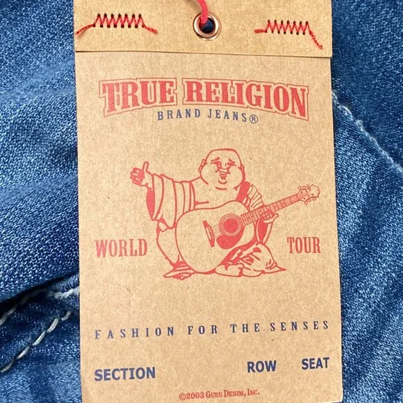 True Religion Straight Natural Big T Flap Denim Jeans Men's 40 Mid Rise Blue NWT